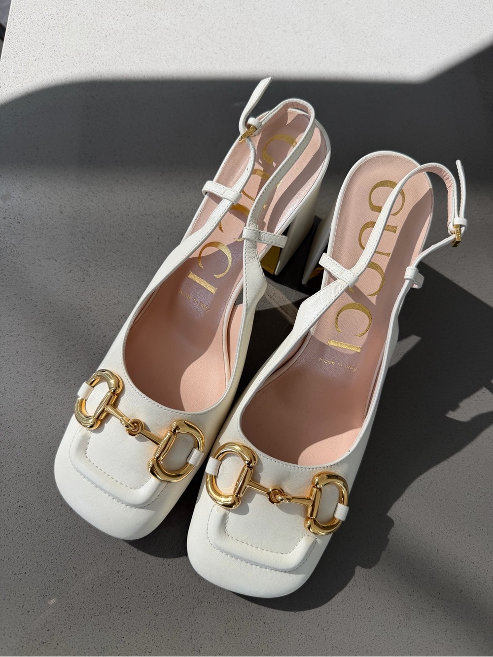 Gucci Horsebit Accent Leather Slingback Pumps